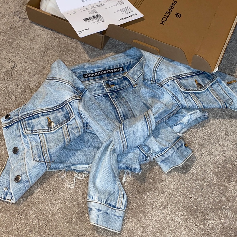 Alexander Wang tie-front distressed denim shorts